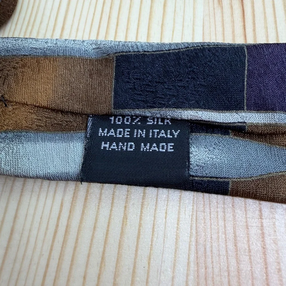 MANZONI Italy Silk Tie Men Abstract‎ Geometric Pattern Retro Necktie Handmade